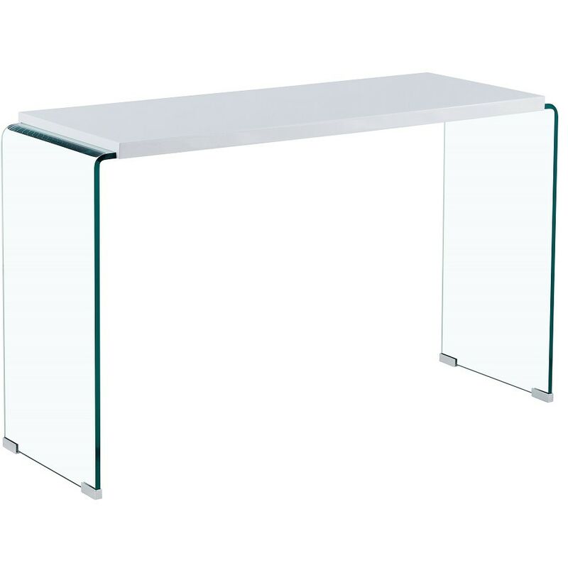

Consola Mesa ARISTON, lacada blanca, cristal, 120 x 40 cms