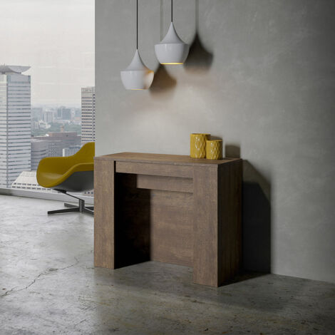 Consola mesa comedor extensible 90 x 48 - 296 cm madera Venus Noix