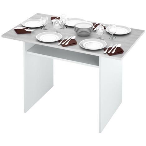 Consola mesa desplegable cocina estrecha cemento y blanco moderno 120x35x77 cm