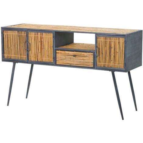 Consola Metal Bambu Azul Marron 135x41x80 Cm