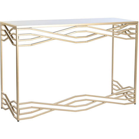 consola metal dorada baldas cristal 130x30x80 cm