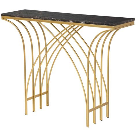 Consola Metal Marmol Negro 104X30X79 Cm