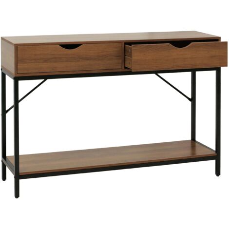 Consola moderna con 2 cajones y práctico espacio de almacenaje 76 x 109 x 30 cm MDF marrón 040009105