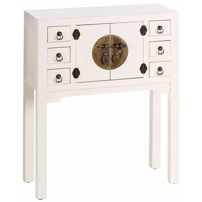 

Consola recibidor estilo oriental 2 puertas y 6 cajones Blanco