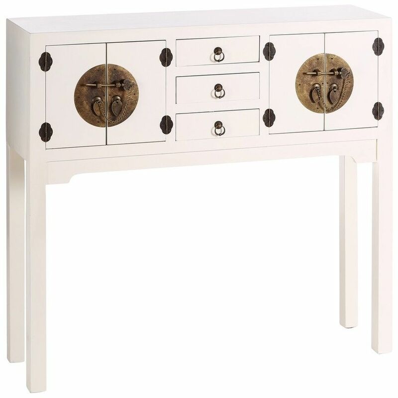 

Consola recibidor estilo oriental 4 puertas y 3 cajones Blanco