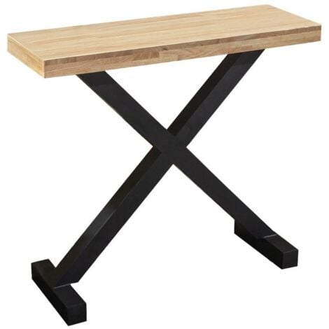 MIROYTENGO Consola Recibidor X-Loft Base Roble Nordish y Patas Negro, 90cm, Madera y Metal, Mueble de Entrada Look Industrial