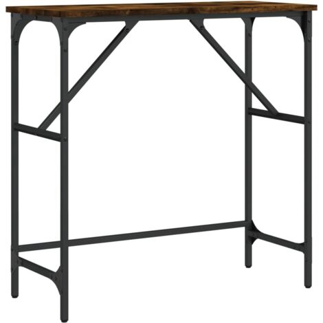 Consola rectangular de estilo industrial – roble ahumado y metal negro 75 x 32 x 75 cm DEC031809