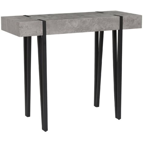 Consola tablero gris claro patas horquilla de metal negro 100 x 40 cm estilo industrial rectangular Adena