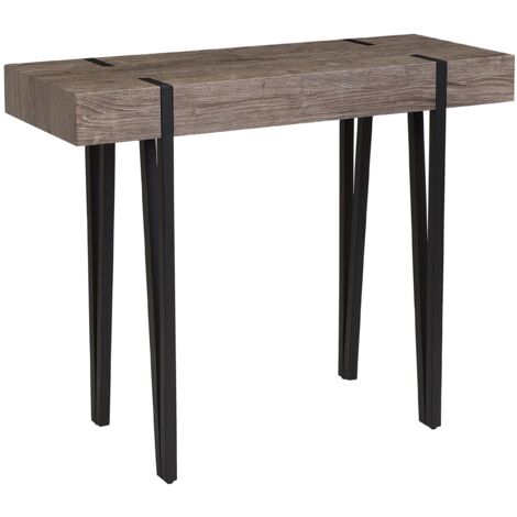 Consola tablero madera oscura patas horquilla de metal negro 100 x 40 cm estilo industrial rectangular Adena
