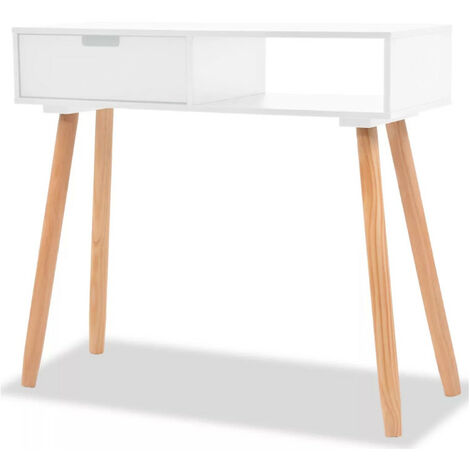 Console 1 tiroir bois blanc et pin massif clair Lain