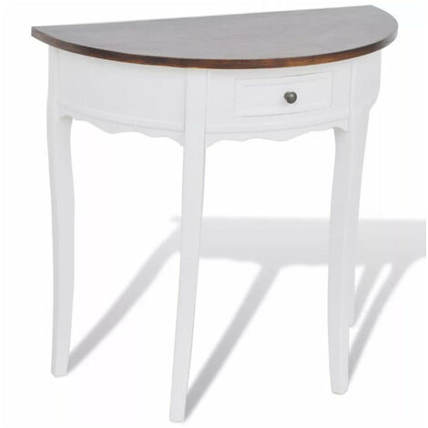 Console 1 tiroir bois foncé et pin massif blanc Karmen