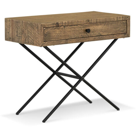 Console 1 tiroir - Bois-Métal - Marron - Décoration d'Autrefois
