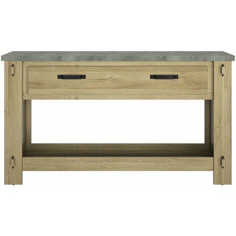 Console 1 tiroir chêne clair – Épaisseur dessus 35mm – Revêtement mélamine minérale – Tiroir avec amortisseur de fermeture – Gami