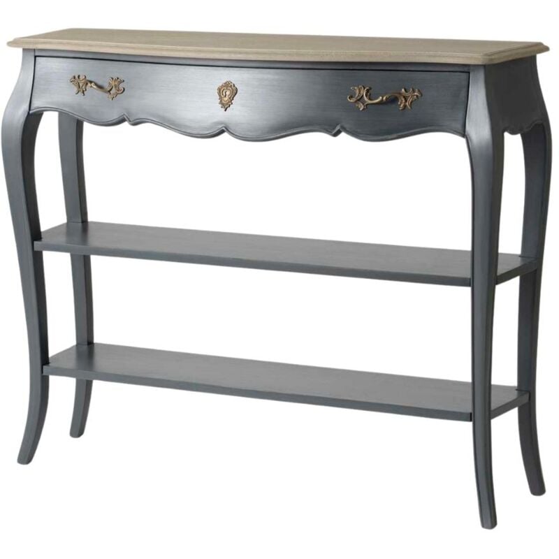 Amadeus - Console grise 1 tiroir 2 niveaux Murano 110x30 Chêne