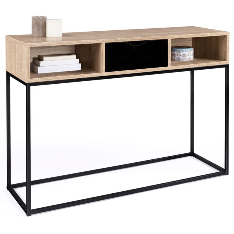 Console 1 tiroir noir boston avec rangements design industriel