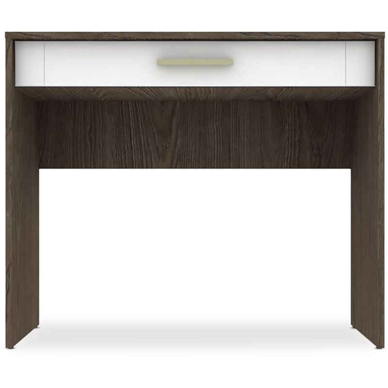 Cotecosy - Console 1 tiroir Tenessil Chêne foncé et Blanc