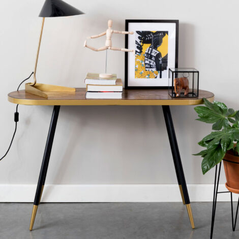 Console 121x41x75 cm en bois marron et or - DENISE