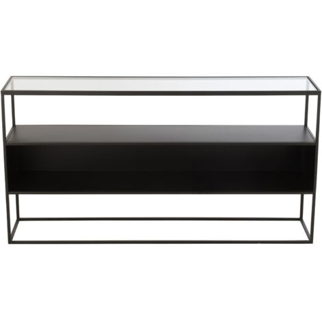 Console 140x30x72 cm en métal noir et verre - METTI