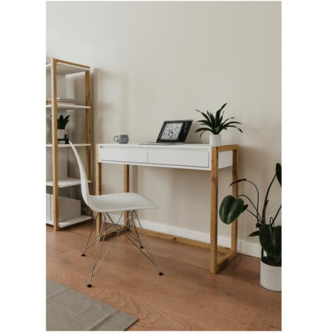 Console 2 cassetti decor bianco e rovere artigianale L100 cm - NOVA