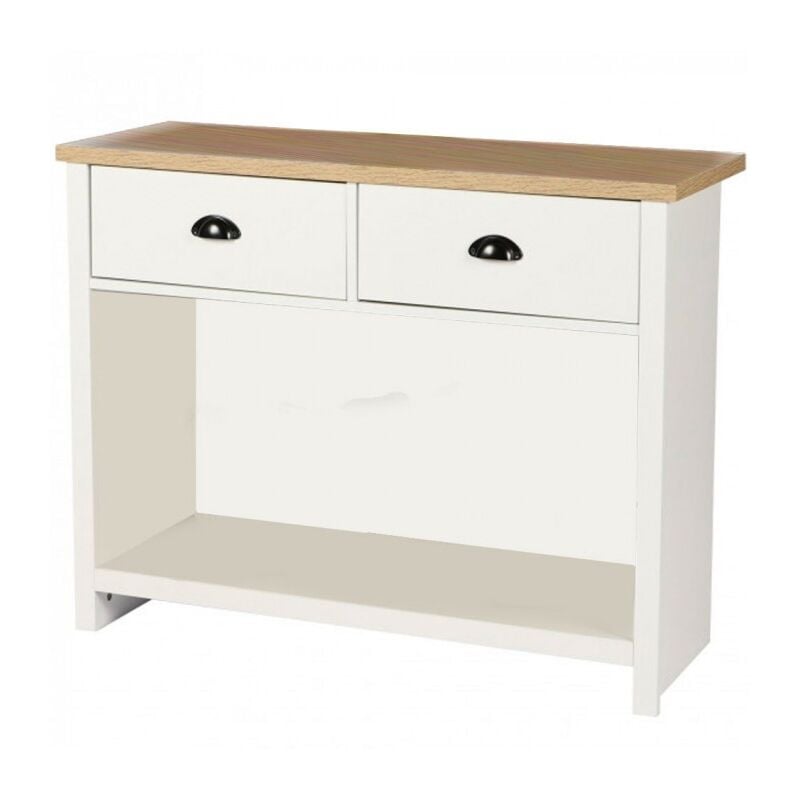 M&s - Console Avec 1 Etagere Et 2 Tiroirs Virginia Blanc Atmosphera