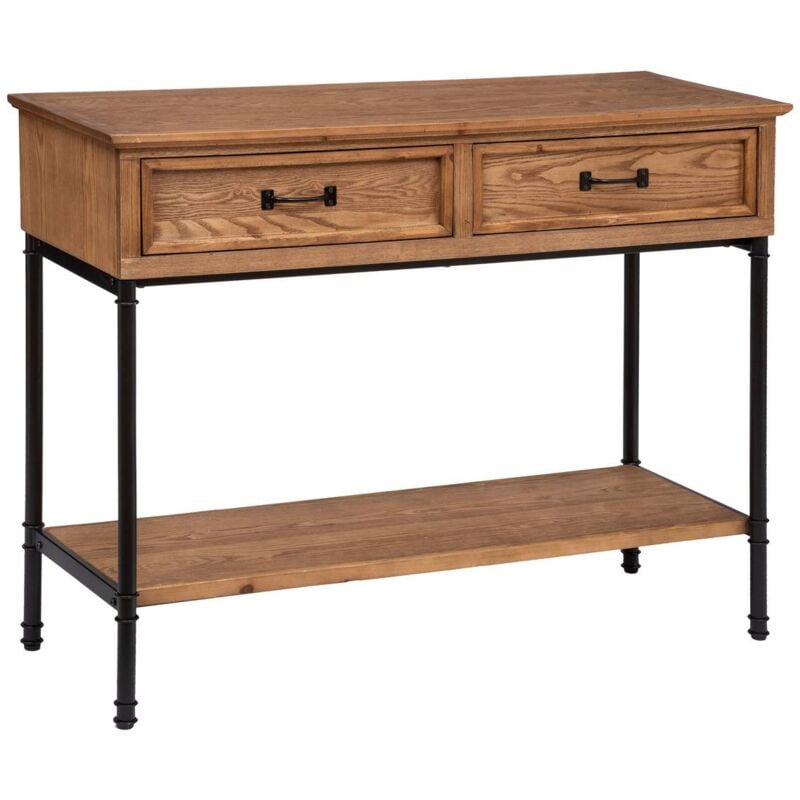 Atmosphera - Console 2 tiroirs bois et métal Danik