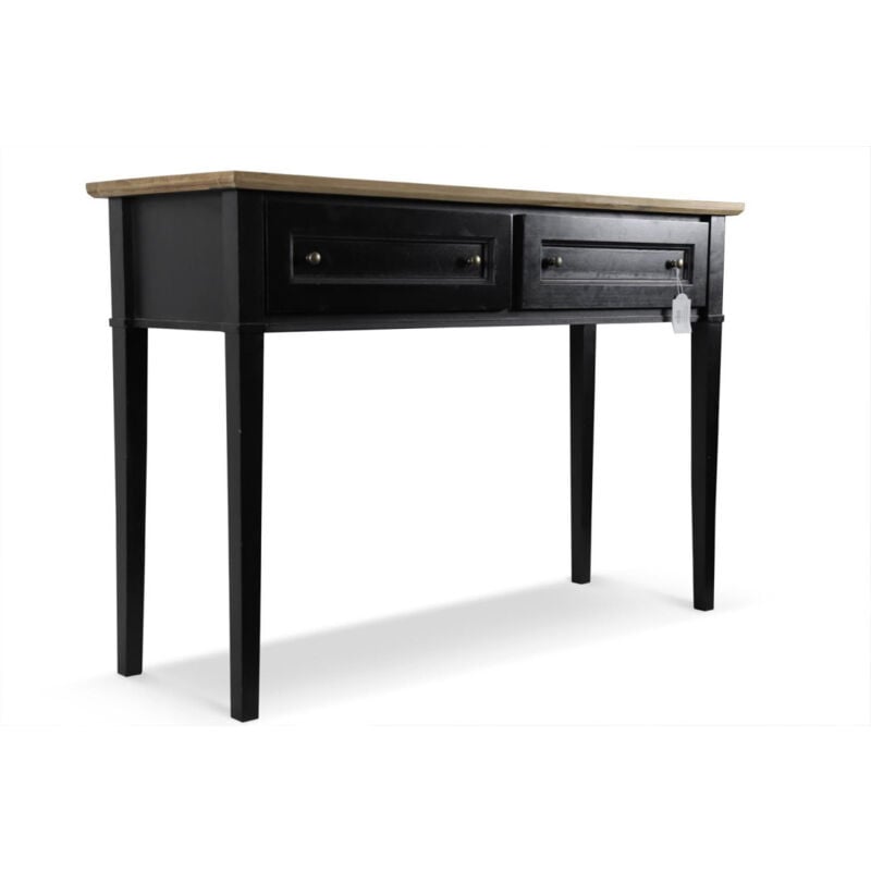 Console 2 tiroirs - Bois-MDF - Noir - Décoration d'Autrefois
