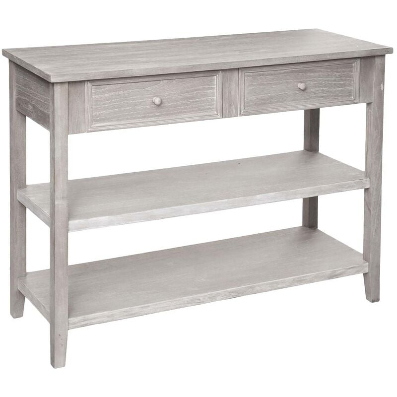 Console 2 tiroirs Charme bois blanchi L110cm Atmosphera créateur d'intérieur