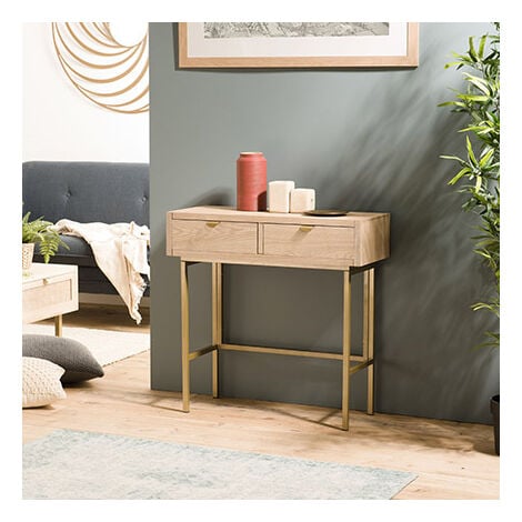 Console 2 tiroirs en bois et métal - ALIZEE