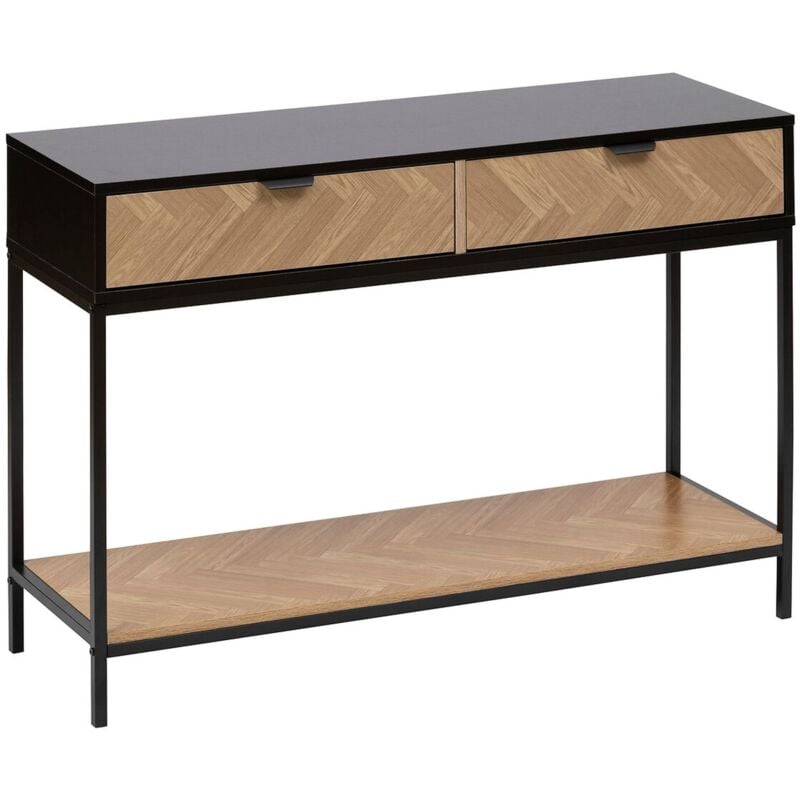 Five Simply Smart - Console 2 tiroirs en bois et métal chevrons