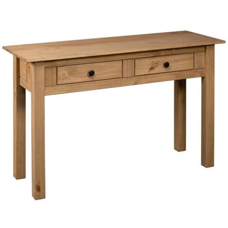 Console 2 tiroirs et pin massif foncé Nozit