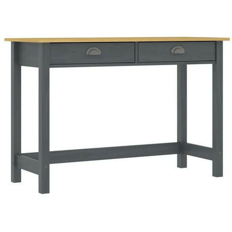 Console 2 tiroirs pin massif clair et gris Ranny