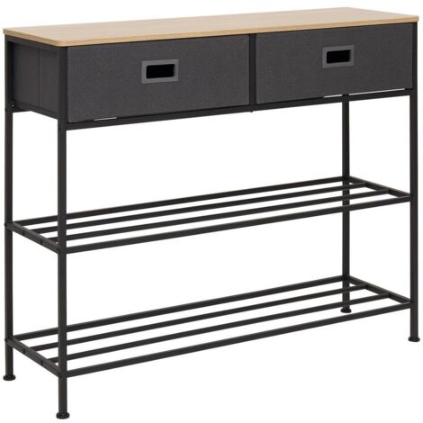 Console 2 tiroirs tissa avec range-chaussure gris foncé - 5five