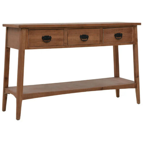 Console 3 tiroirs pin massif foncé Maxine