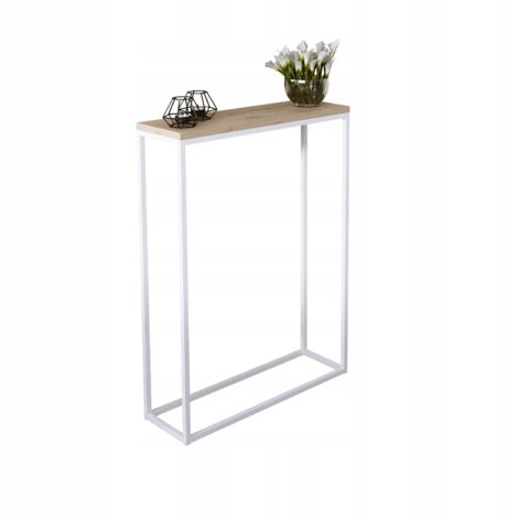 Console 60x20 hall composée de profils 15x15 Chêne Artisan Blanc Mat