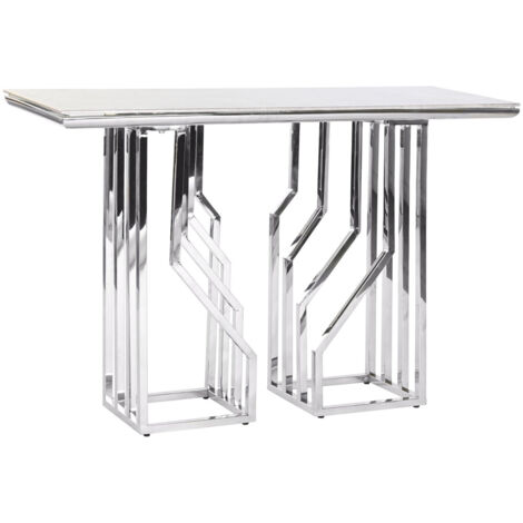 Console Acier Verre 120X40X78 Imitation Marbre