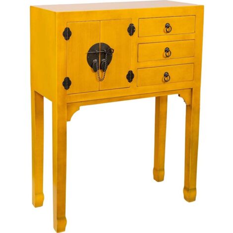 console art déco jaune métal avec portes et tiroirs élégants - jaune art déco métal noir
