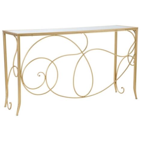 Console "Art" struttura in metallo color oro e ripiano in vetro per interni