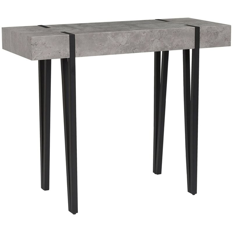 Beliani - Table Console avec Plateau Effet Béton et Pieds Noirs en Métal de Style Industriel pour Hall d'Entrée et Couloir Minimaliste ou Moderne