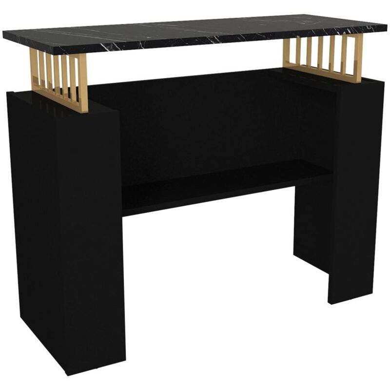 Console avec 1 étagère - Effet marbre noir et Doré - LIRIONA