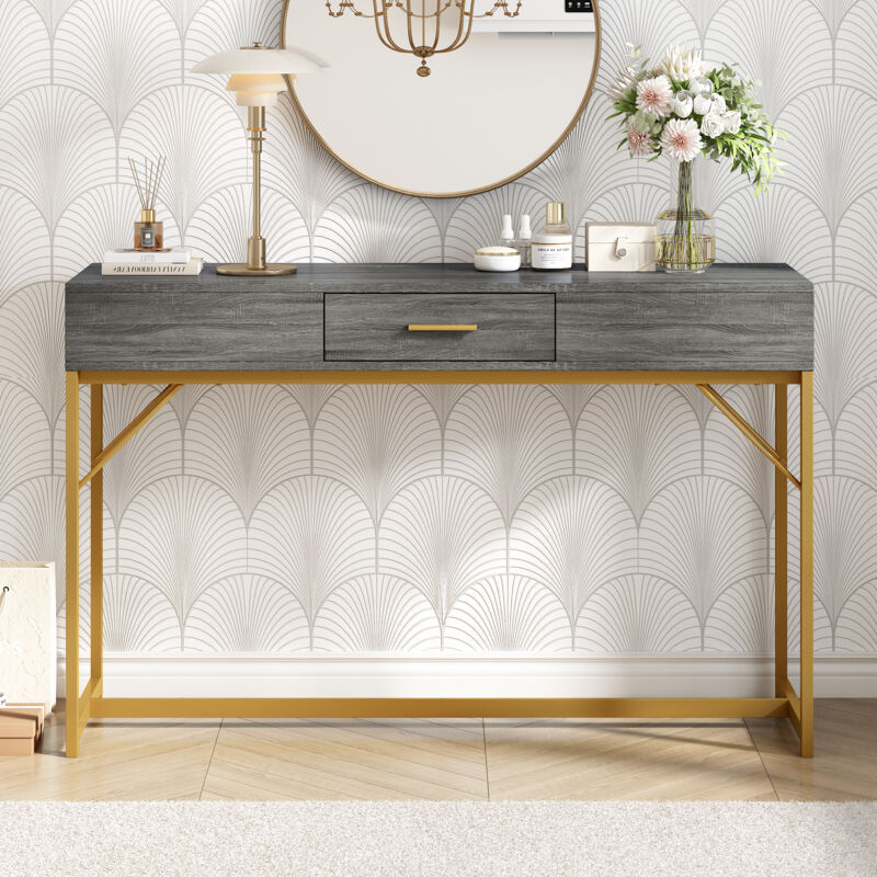 Modernluxe - Console avec 1 tiroir - style moderne - Gris