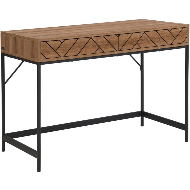 Vente-unique - Console avec 2 tiroirs - mdf et acier - Coloris : Naturel et noir - caratana