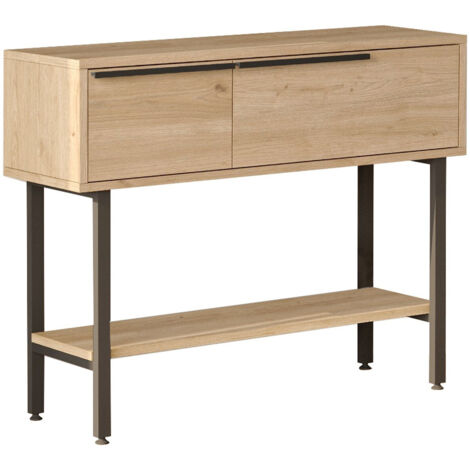 Console avec miroir en bois "Calvin" - 100 x 30 x 76 cm - Marron