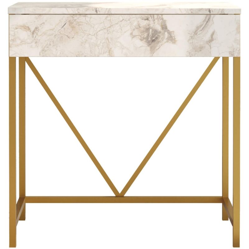 Mobili Rebecca - Console avec miroir Rebecca Mobili Lycium 72x75x40 Panneau de particules Fer Blanc Doré Moderne Mobili Rebecca - Console avec miroir Rebecca Mobili Lycium 72x75x40 Panneau de particules Fer Blanc Doré Moderne