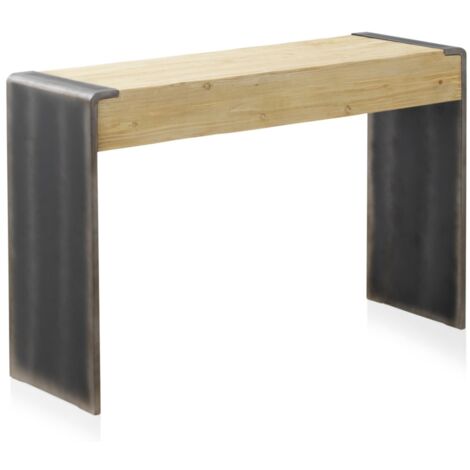 Console avec placage en sapin et côtés laqués métallisés