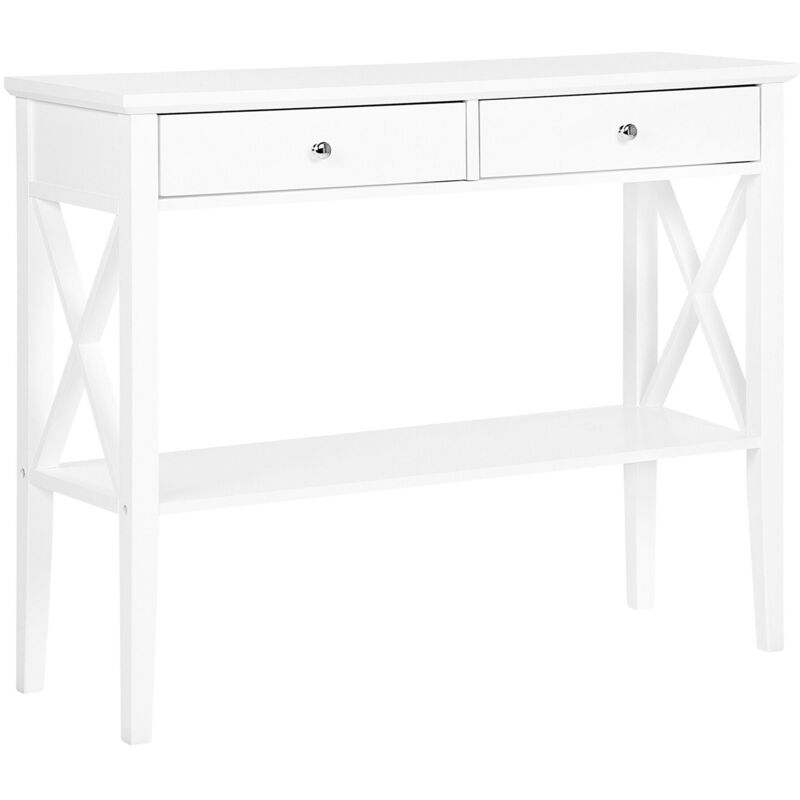 Beliani - Table Console Blanche en Bois et mdf avec 2 Tiroirs et une Etagère de Style Moderne pour Intérieur Scandinave ou Classique