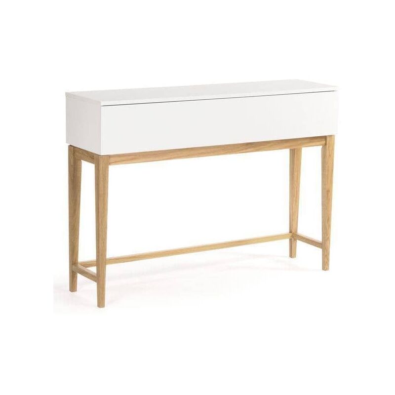Console blanche en chêne 120x32x85 cm
