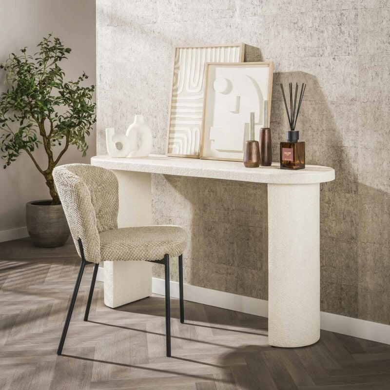 Pier Import - Console blanche en marbre composite taj