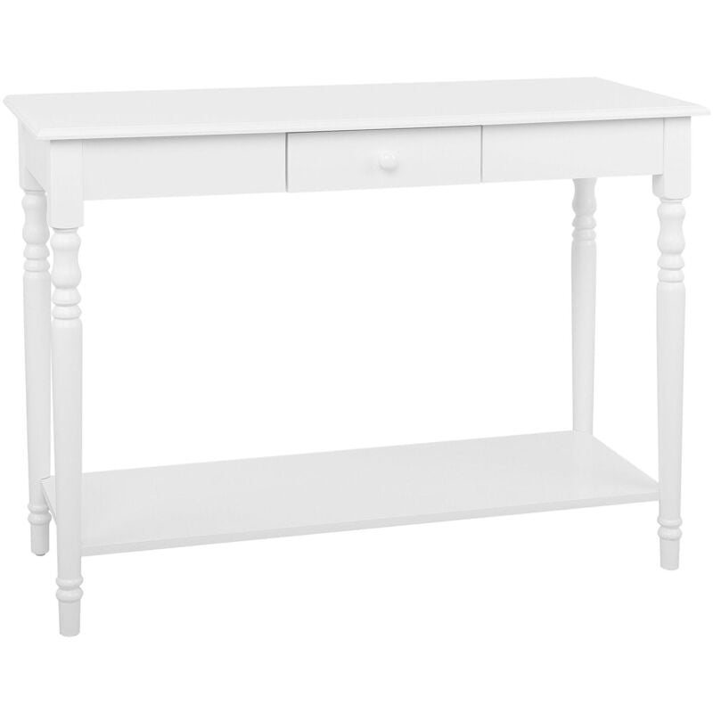Beliani - Table Console Blanche en Bois et mdf avec Tiroir de Style Traditionnel pour Intérieur Scandinave ou Classique