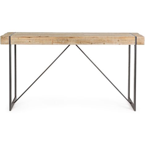 Console bois de sapin et pieds acier noir Garty 200 cm