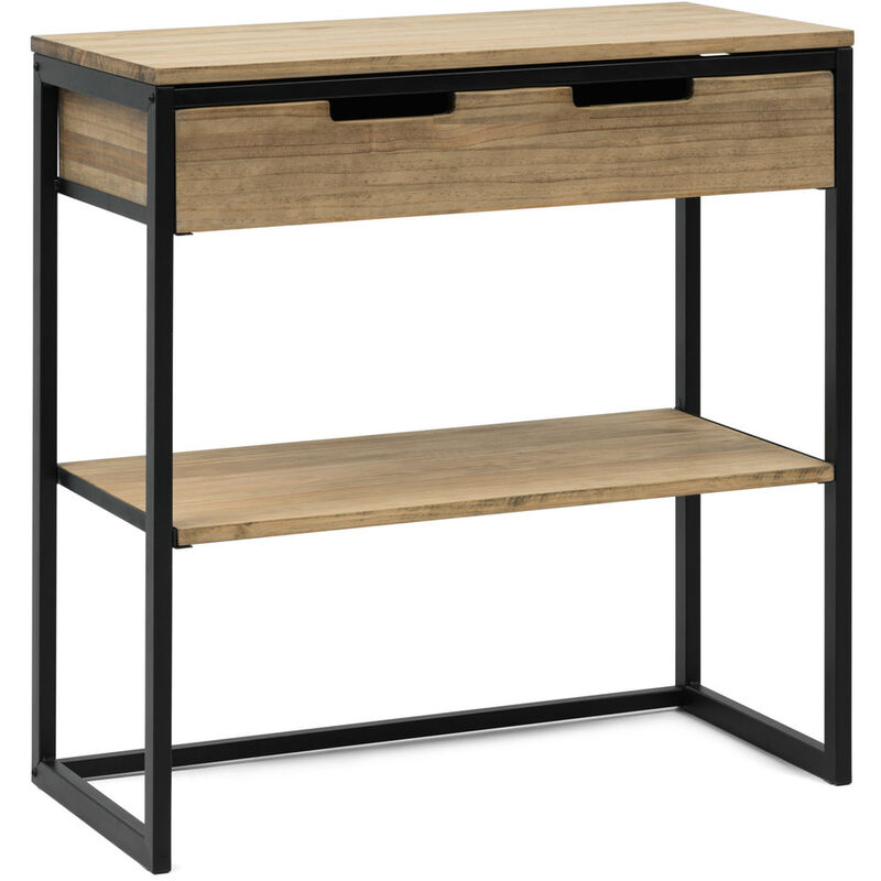 Console Buffet Icub industriel tiroir+étagère 80x40x80cm Noir–Vieilli